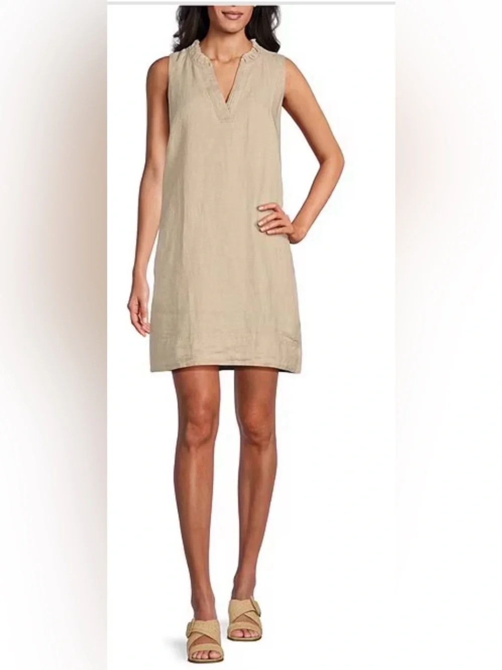 Tommy Bahama Beige Sleeveless V-Neck Mini Dress - Picture 1 of 5